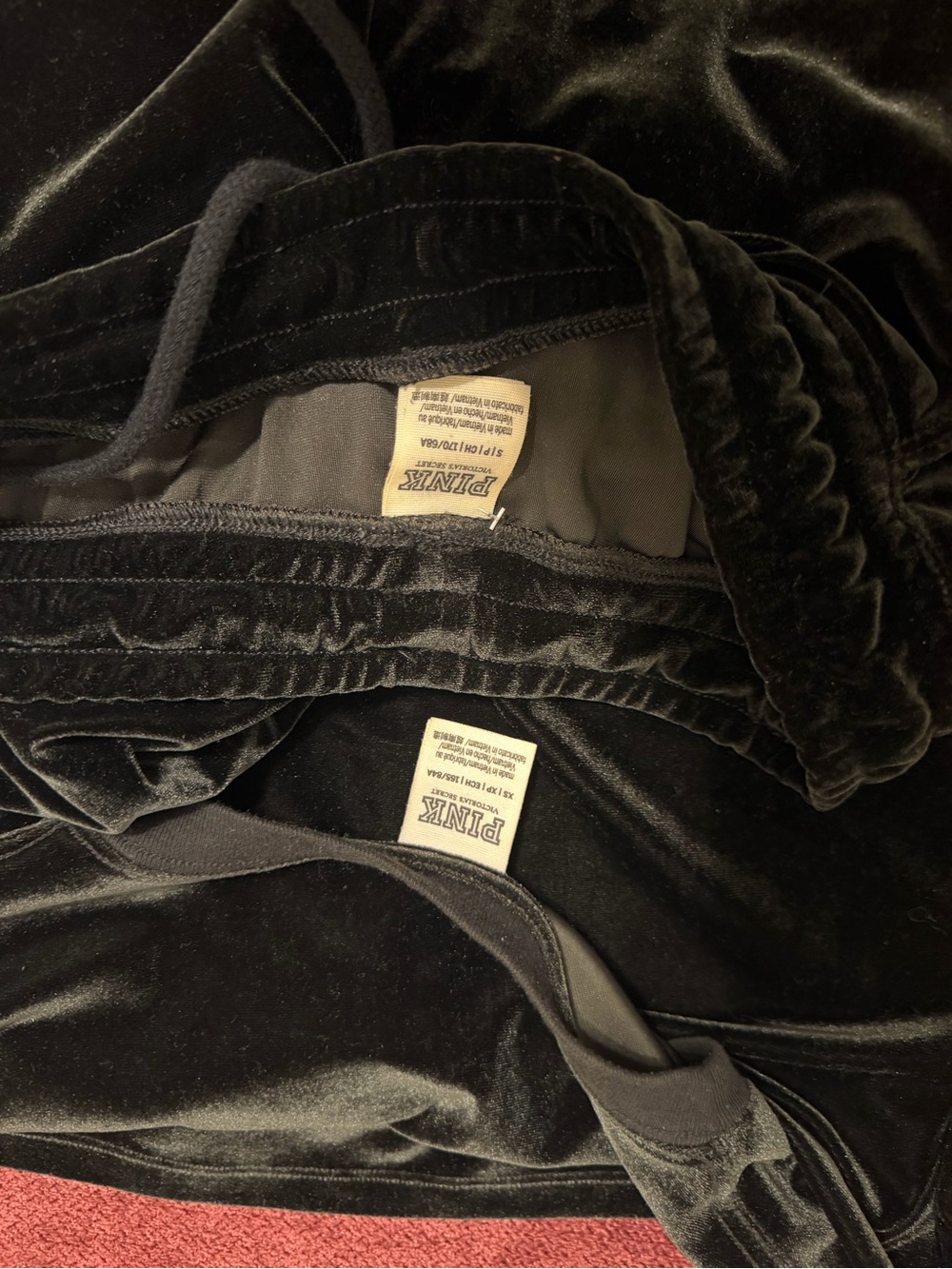 PINK Victoria's Secret Black Velvet Short Sleeve Tee and pants